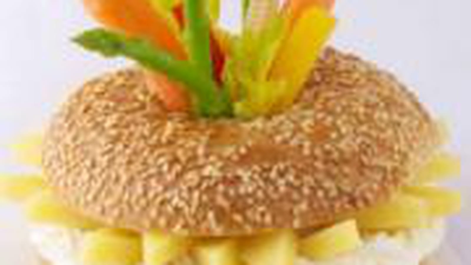 Bagels de gruyère, légumes craquants