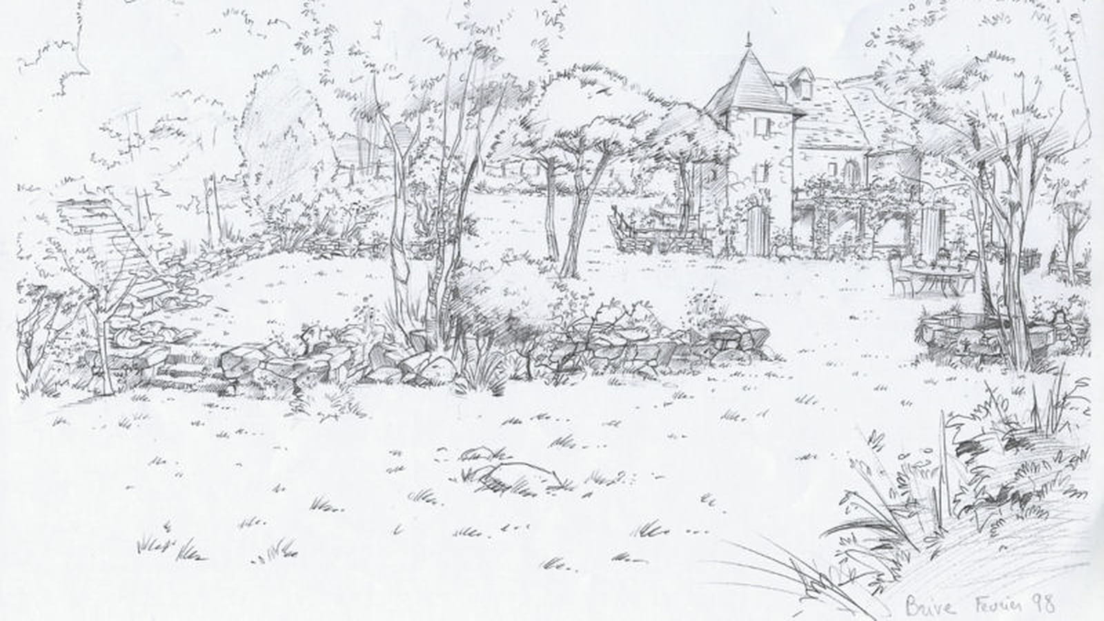 Dessin du jardin avant