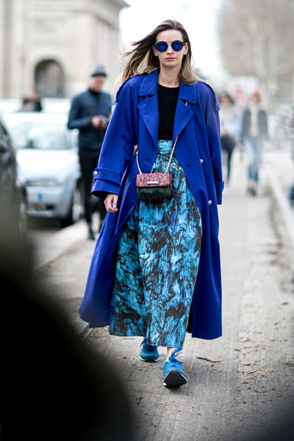 Street style &agrave; Milan : nuances de bleu