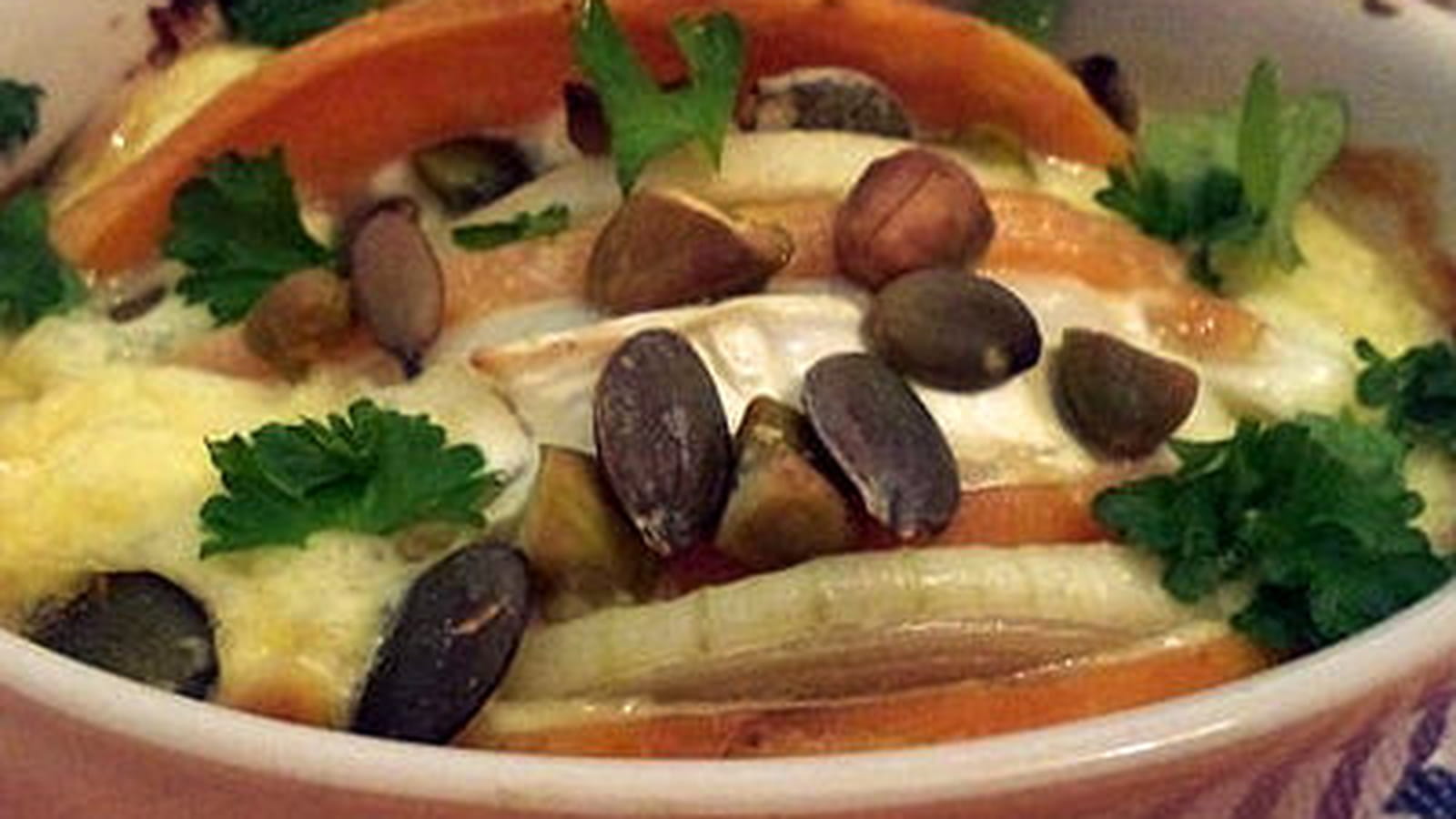 Gratin de patate douce au chèvre
