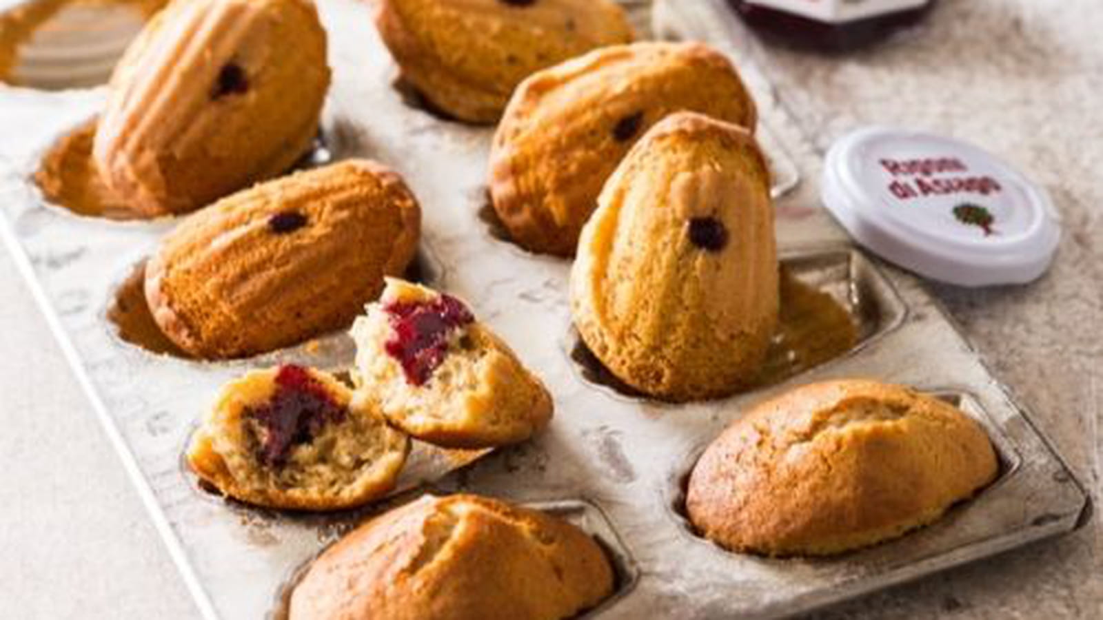 Madeleines Nocciolata Bianca, cœur de Fiordifrutta fruits des bois
