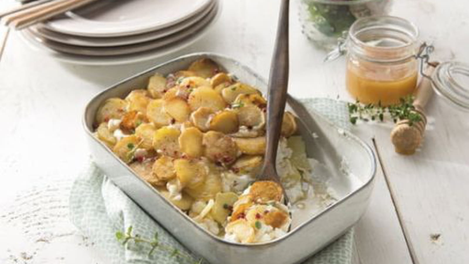 Gratin de Ratte du Touquet au chèvre & miel