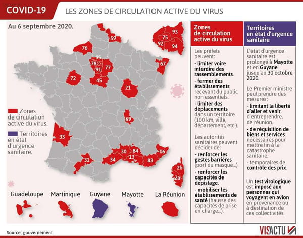 Départements en zone rouge en France