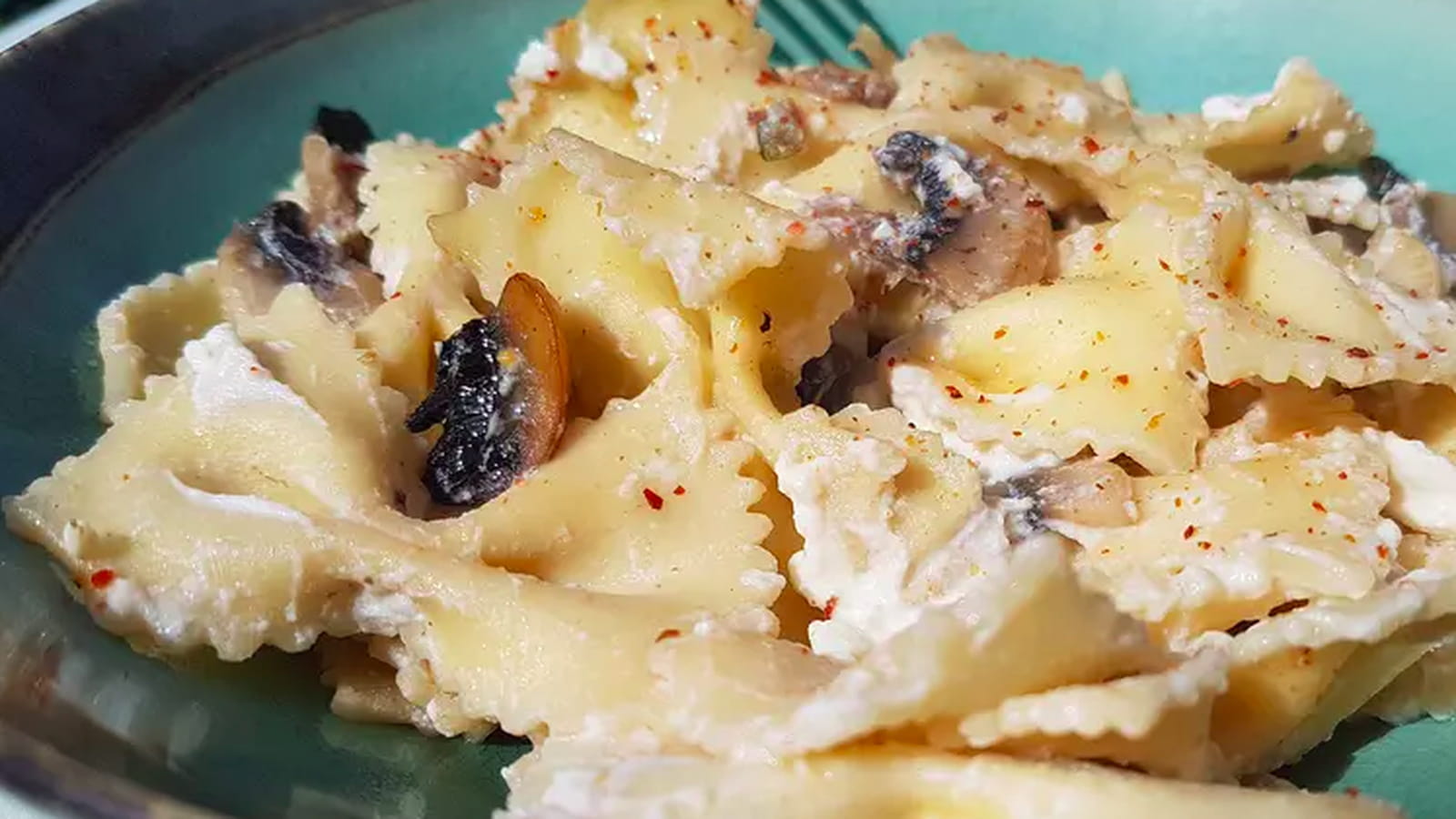 Pâtes sauce champignons et ricotta
