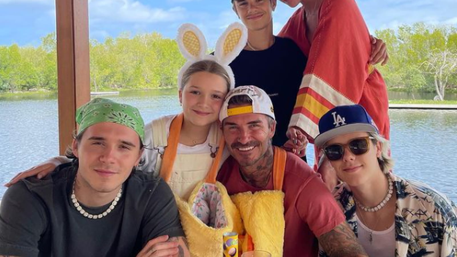 Brooklyn, Harper, David, Romeo, Victoria et Cruz Beckham