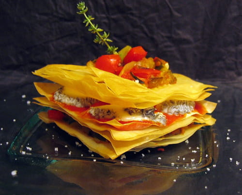 Millefeuille au chèvre et légumes du soleil