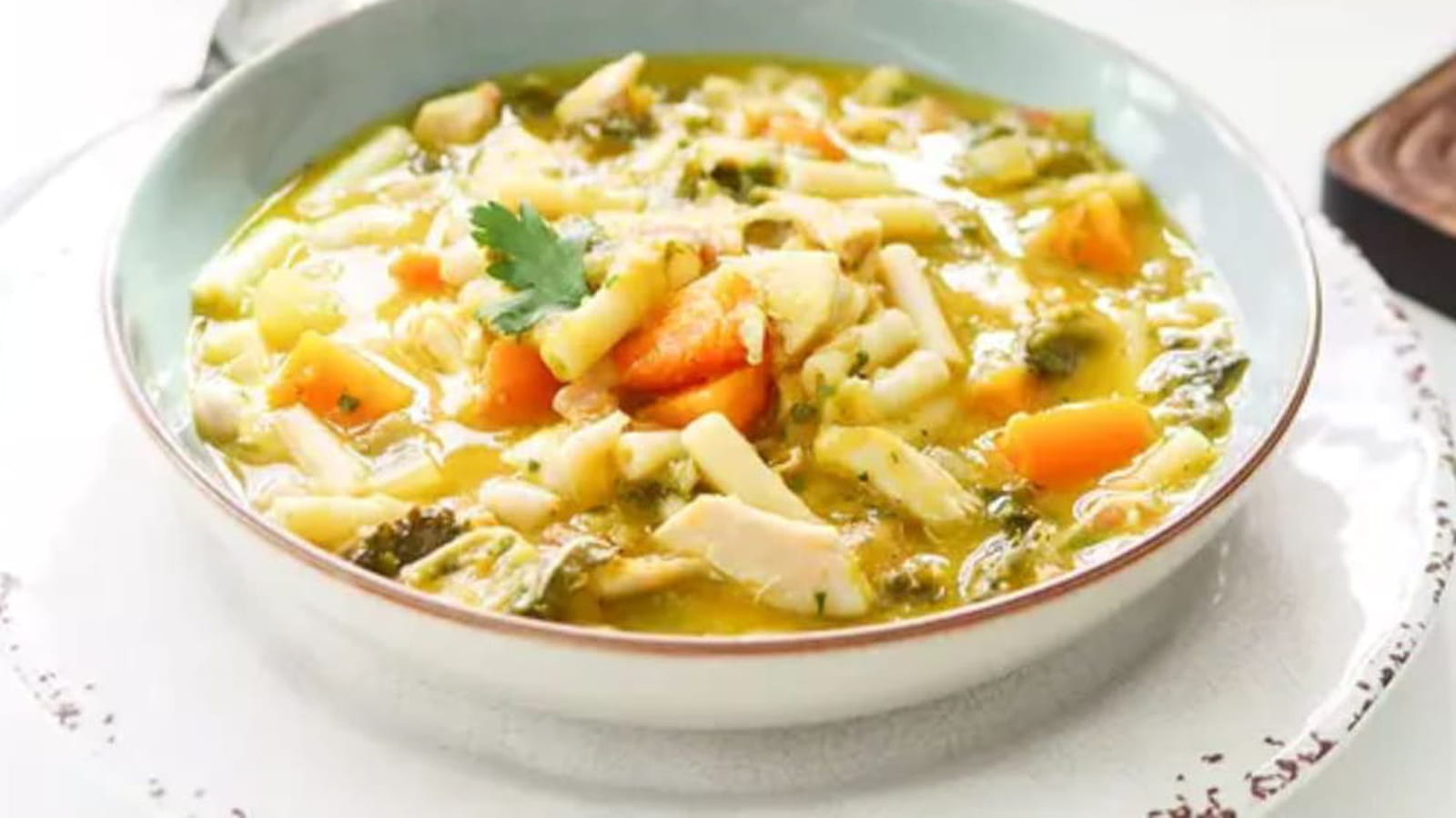 Soupe de pâtes au poulet et aux légumes
