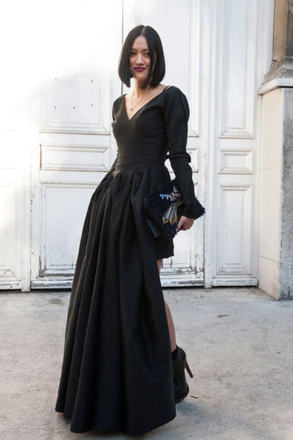 Street looks fashion week Paris&nbsp;: chic gothique