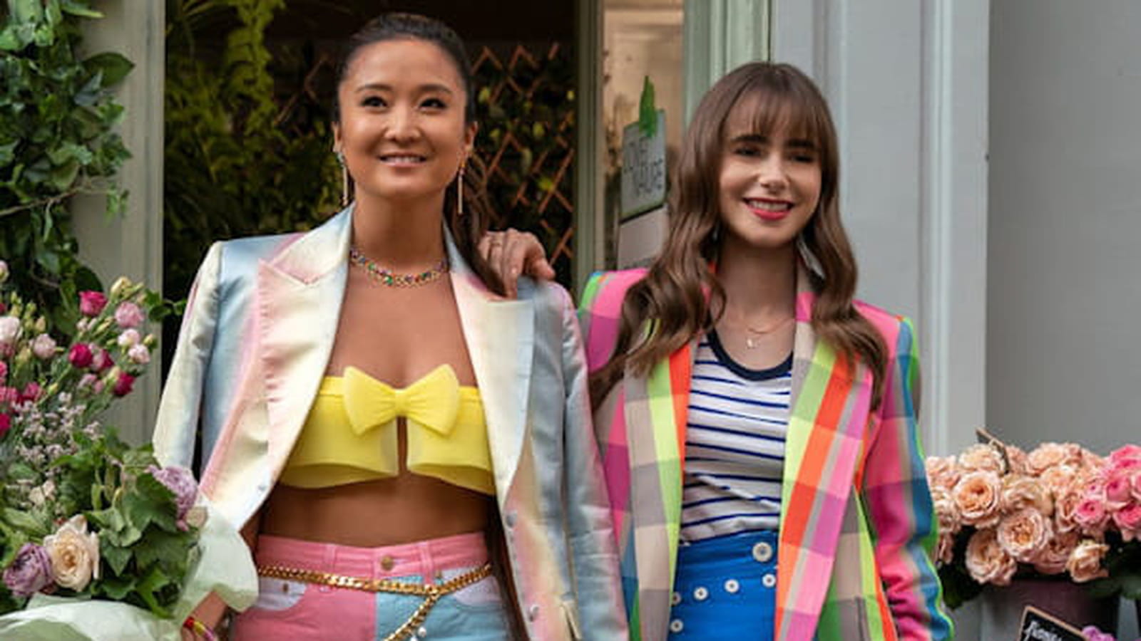 Veste multicolore Mira Mikati et sac blanc Delvaux