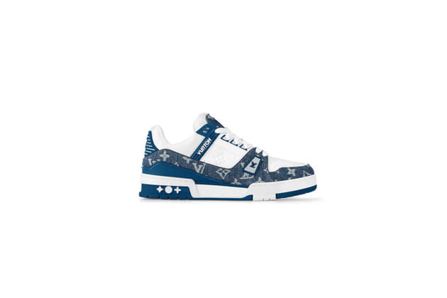 Baskets en denim &agrave; monogramme