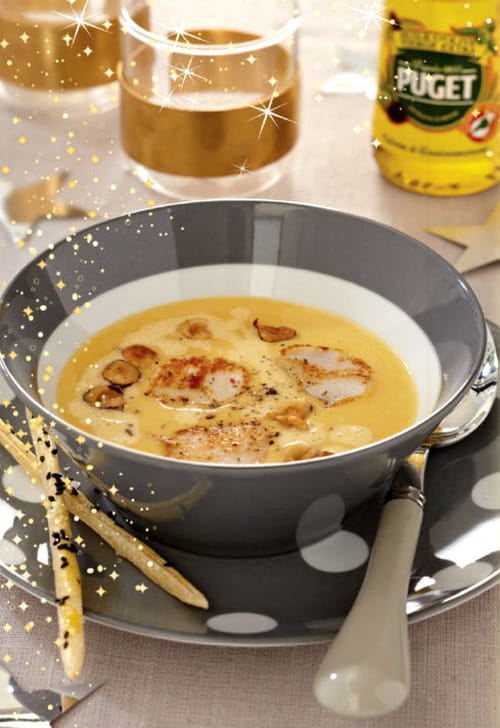 Velouté de potiron Saint-Jacques et noisettes
