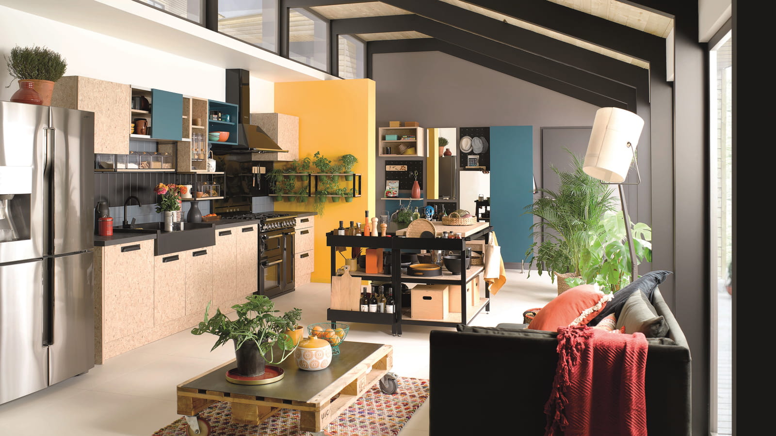 Cuisine Trend+ Yonga naturel et Color River blue Cuisinella 