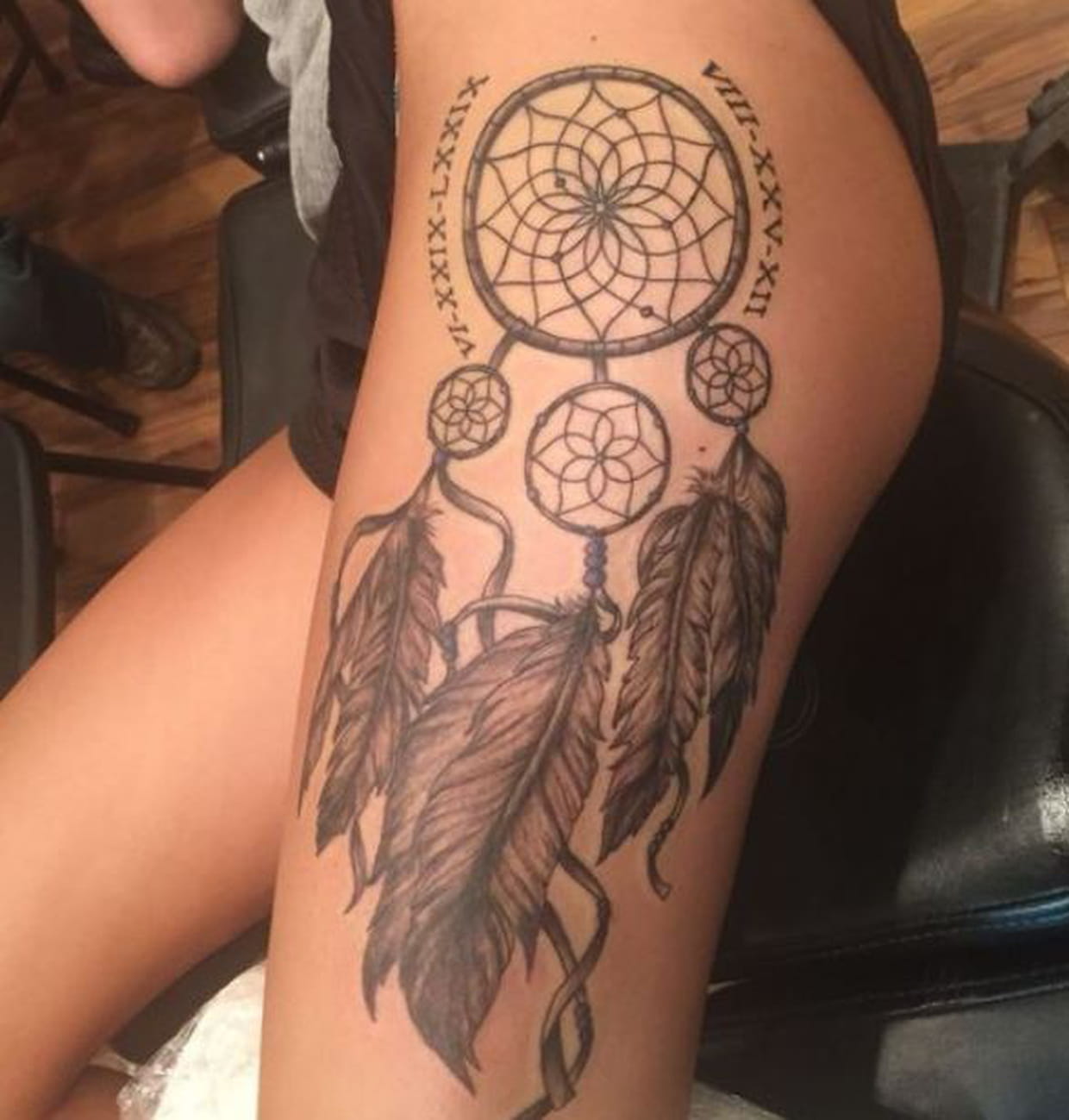 Tatouage Cuisse Femme Attrape Reve L'attrape-rêve XXL
