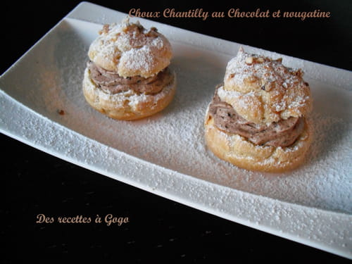 Choux chantilly au chocolat et nougatine