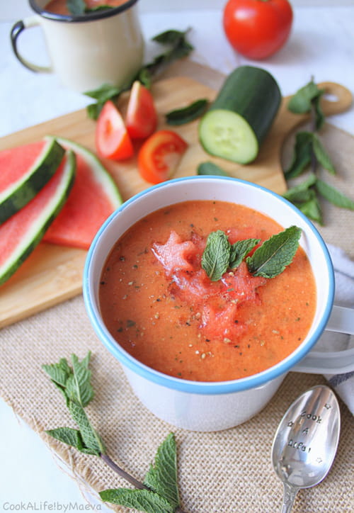 Soupe froide de pastèque et tomate