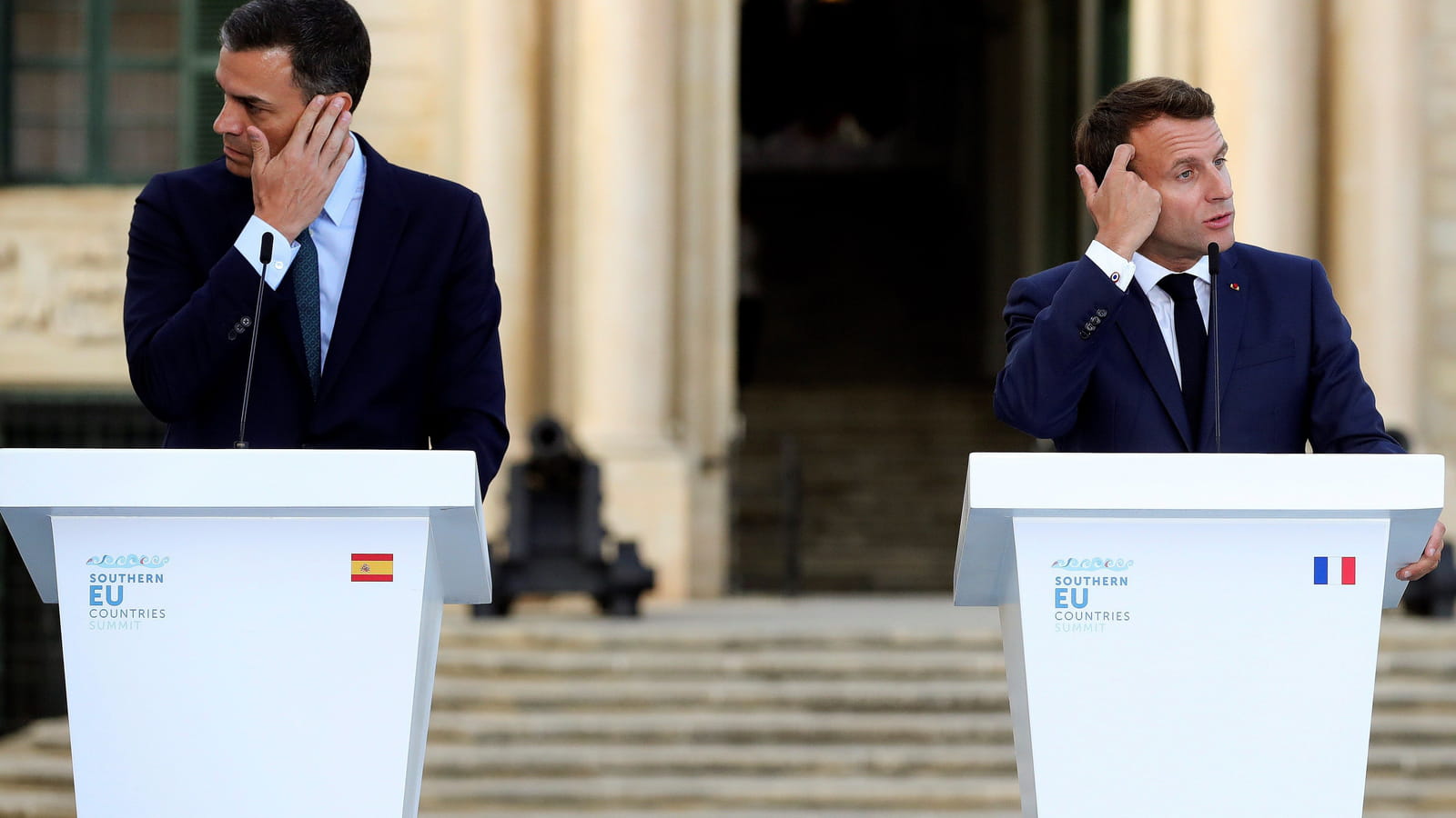 Premier Ministre espagnol Pedro Sanchez et Emmanuel Macron