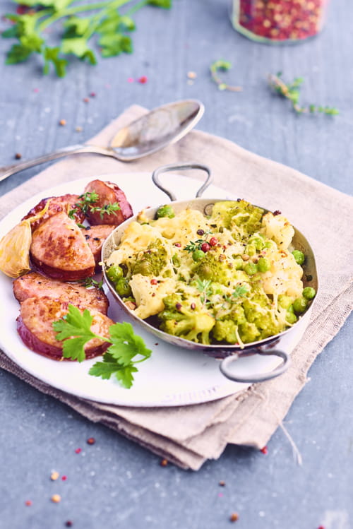 Gratin de choux et saucisse de Morteau