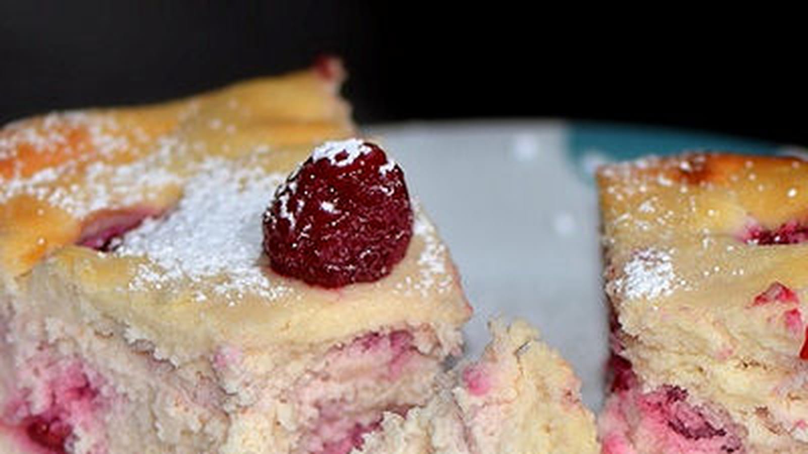 Gâteau au fromage blanc et framboises