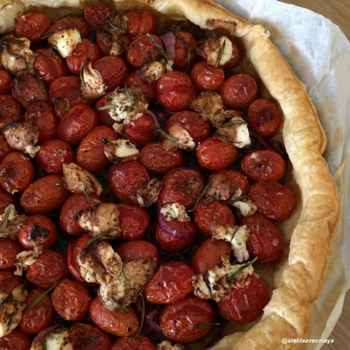 tarte salée aux tomates cerise et chèvre frais