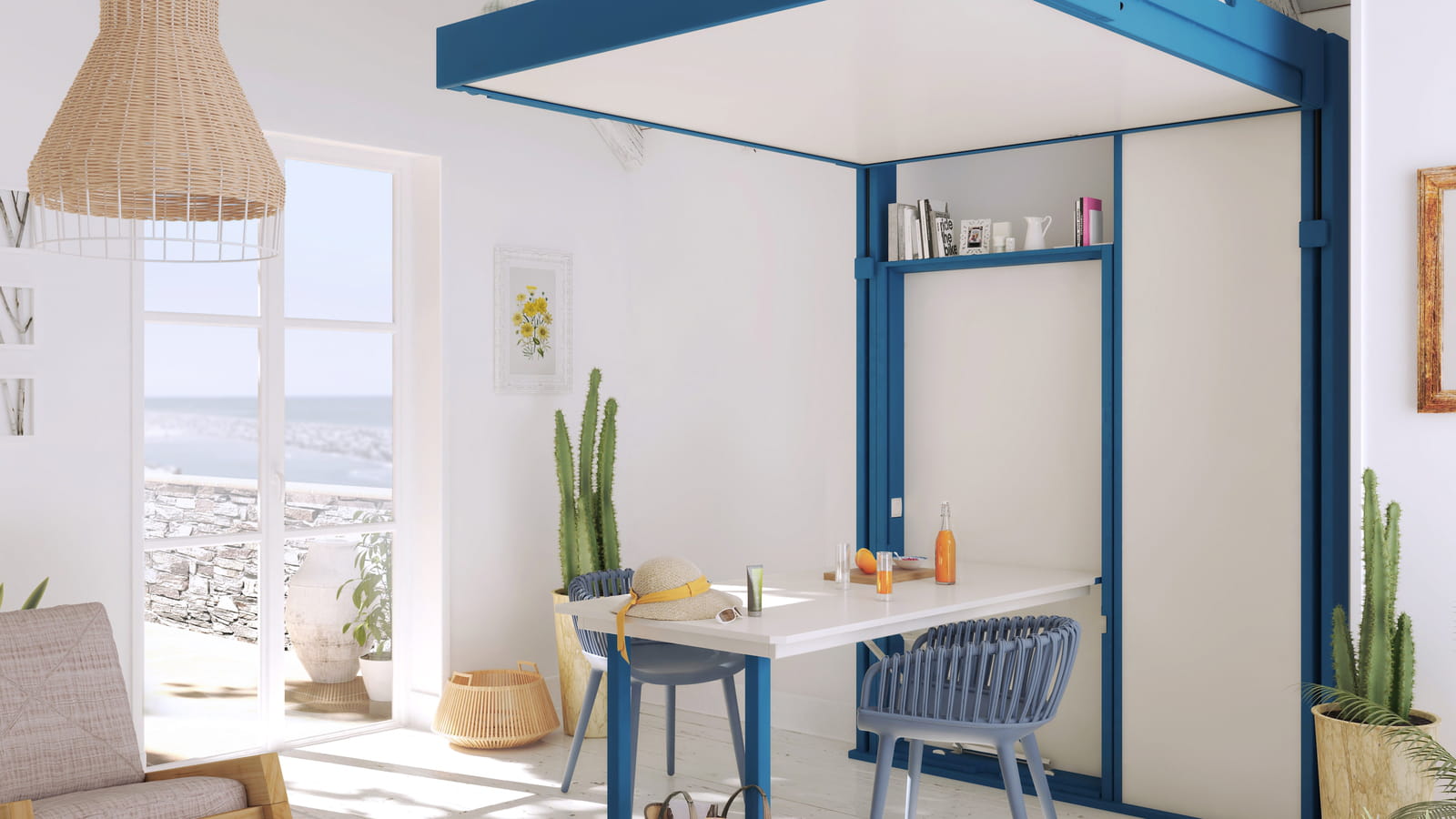 Lit escamotable bleu Espace Loggia