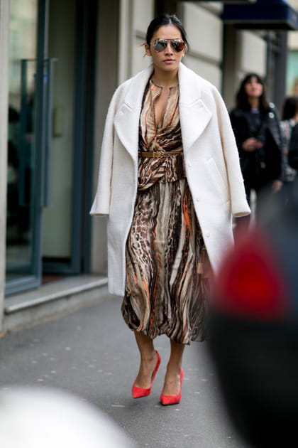 Street style &agrave; Milan : l'imprim&eacute; fort