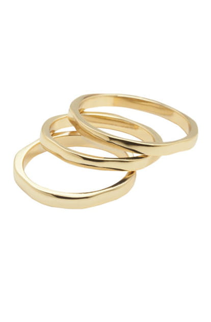 Bague triple en argent dor&eacute;