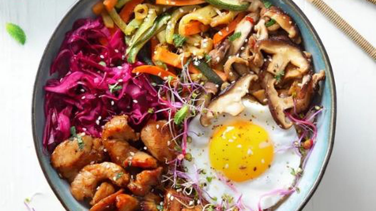 Bibimbap Coréen au poulet fermier Label Rouge et aux oeufs Bio Label Rouge