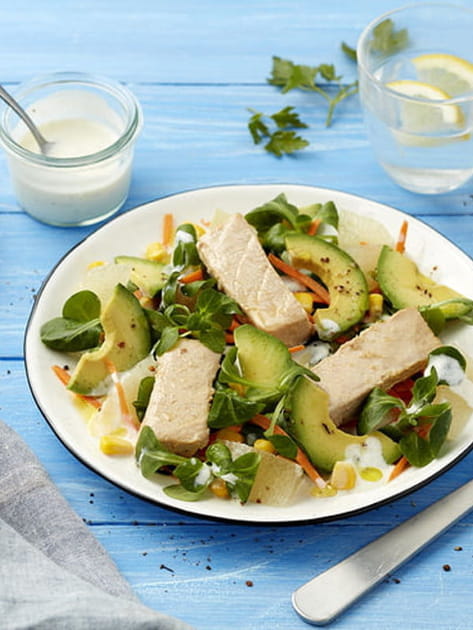 Salade californienne au pamplemousse, avocat et filets de Thon
