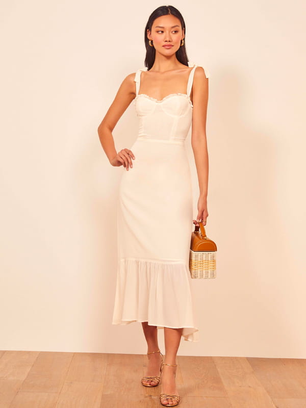De À Robe Volants Reformation Blanche 2D9IEH