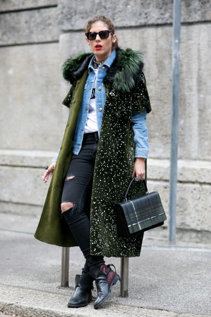 Street style &agrave; Milan : fourrures extravagantes