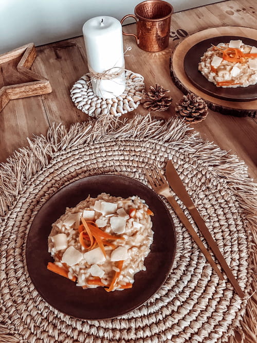 Risotto bio poireaux, carottes et parmesan