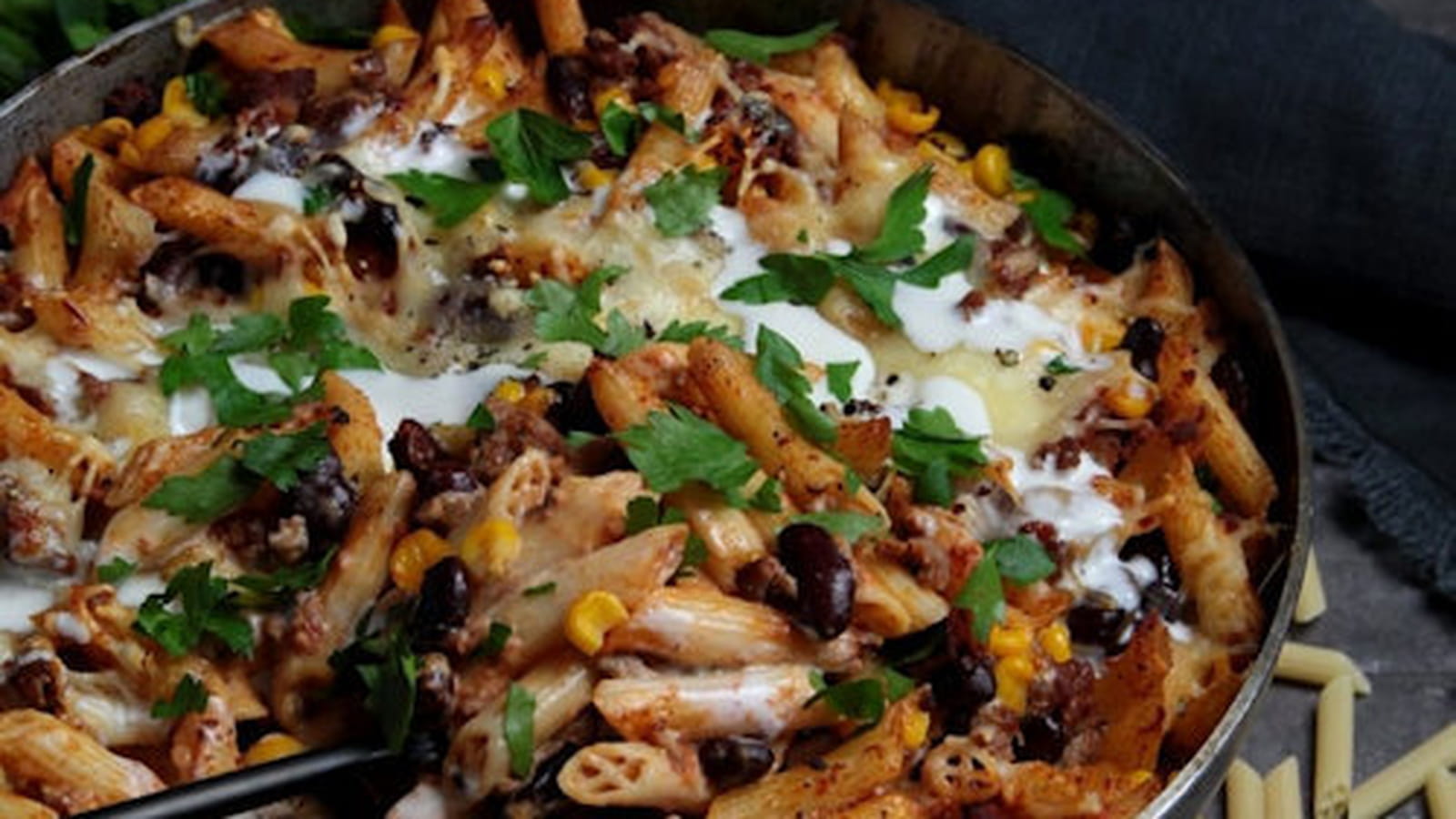 Gratin de pâtes Penne Rigate à la Mexicaine