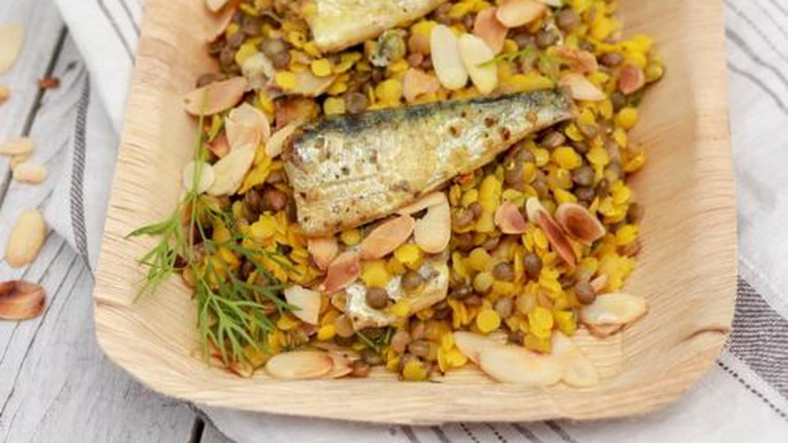 Duo de lentilles, amandes et sardines Détox Le Trésor des Dieux