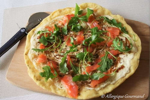 Pizza au saumon fumé Bio, sans oeufs et sans gluten