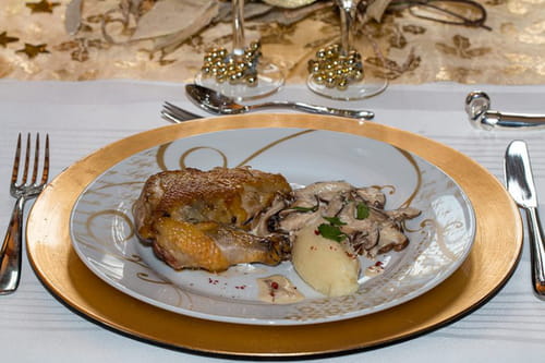 suprêmes de pintade au champagne et aux Shiitakés