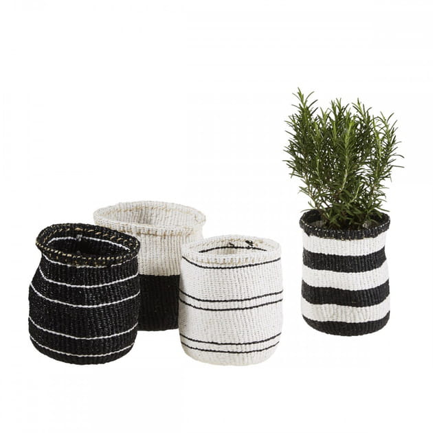 Cache-pot en fibre et plastique recycl&eacute;