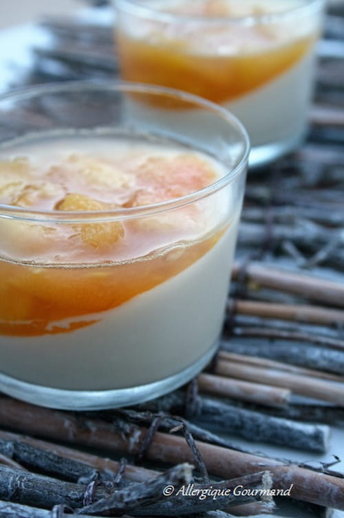 Panna cotta bio et sa gelée de pêches, sans œufs, sans gluten