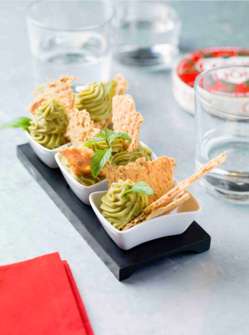 Guacamole mentholé au Coeur de Lion et tuile craquante