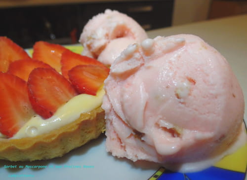 Sorbet au mascarpone et aux pralines roses