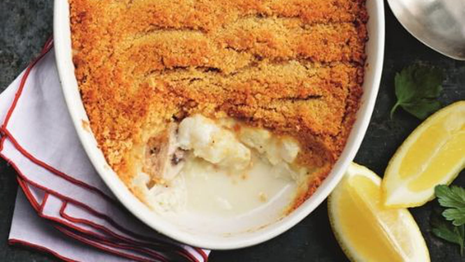 Crumble de cabillaud au citron et parmesan