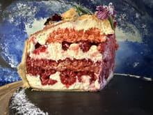 Le Courchevel : l'entremet aux framboises drapé de crêpes : Etape 8