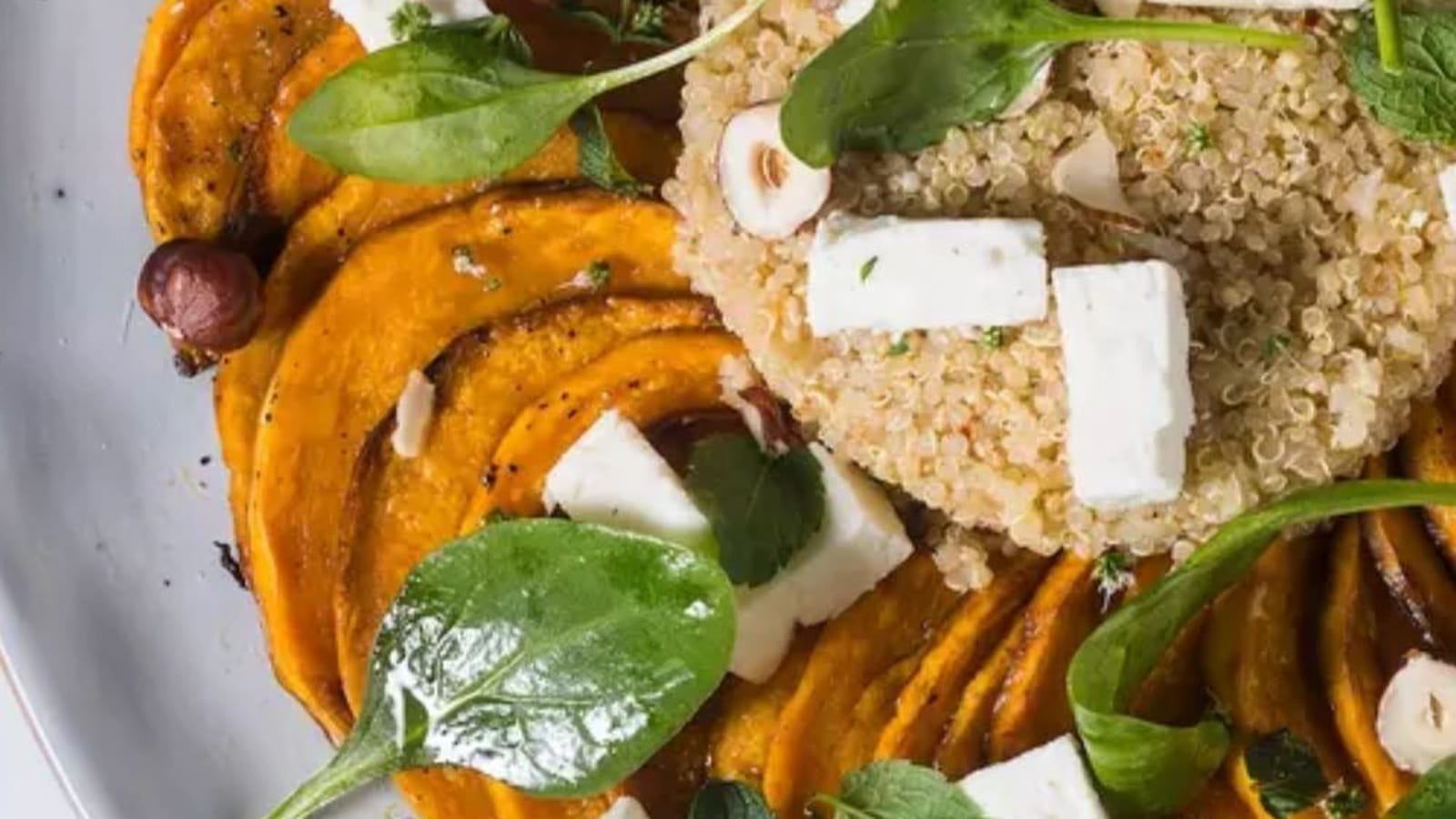 Salade de potiron rôti, feta et quinoa