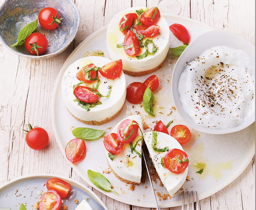 Cheesecakes sans cuisson au rocamadour et basilic