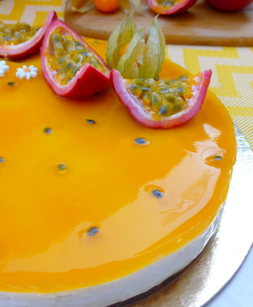 Cheesecake aux fruits de la passion sans cuisson vegan