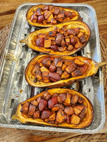 Aubergine farcie aux merguez (cuisson feu de bois) : Etape 3
