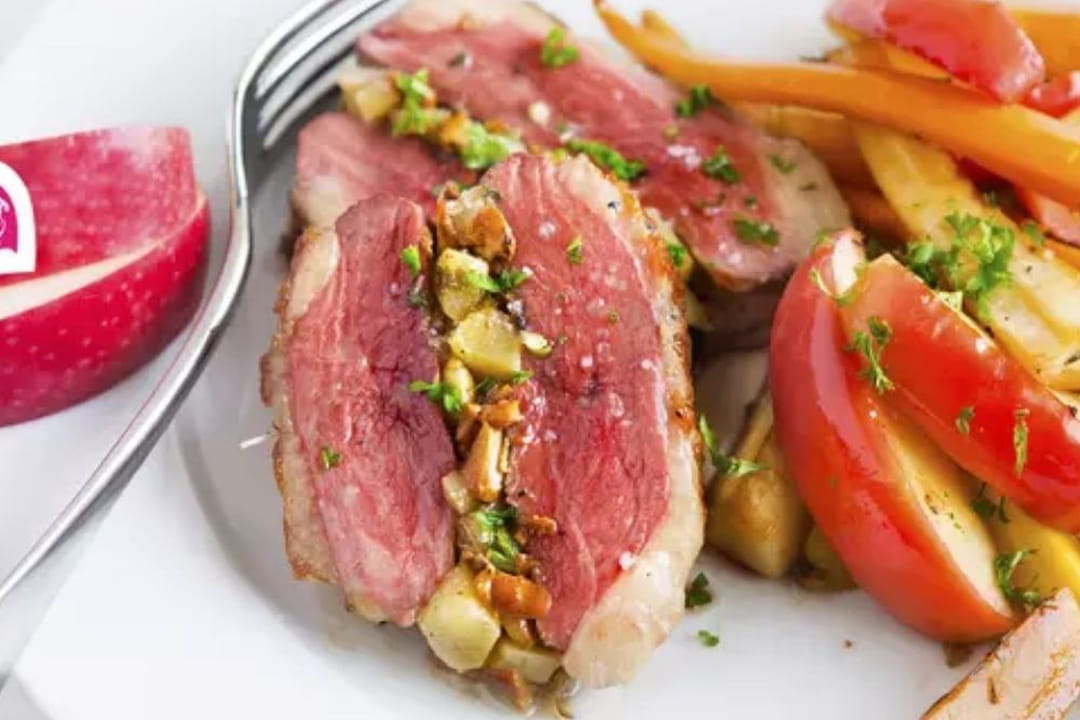 Magrets de canard farcis aux pommes