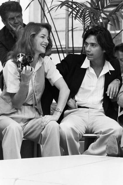 Avec le musicien fran&ccedil;ais Jean Michel Jarre, son deuxi&egrave;me &eacute;poux (1979)