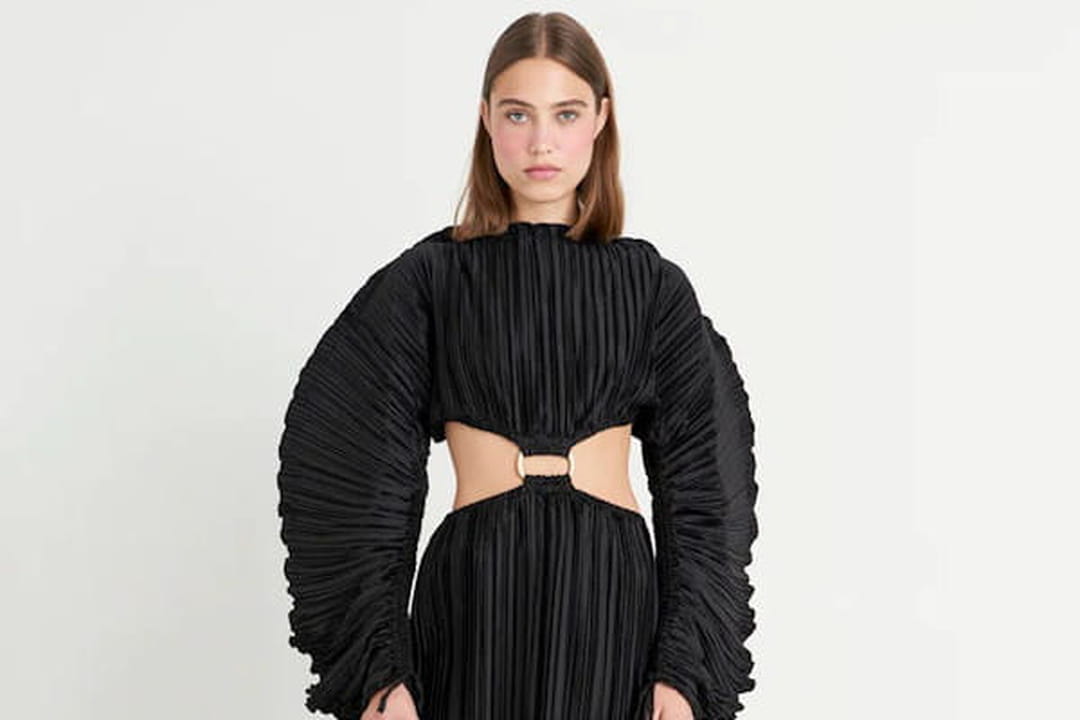 Robe Noire Plissée Et évasée Halston Heritage - Taille 6 (US), Neuve Avec étiquettes