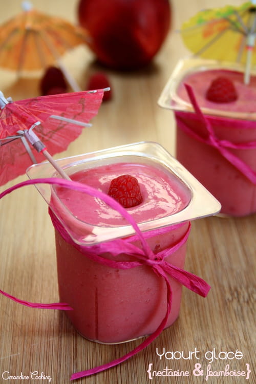 Yaourts glacés aux nectarines et framboises