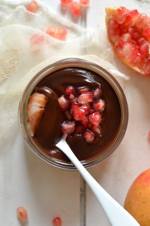 Panna cotta végétale chocolat-grenade
